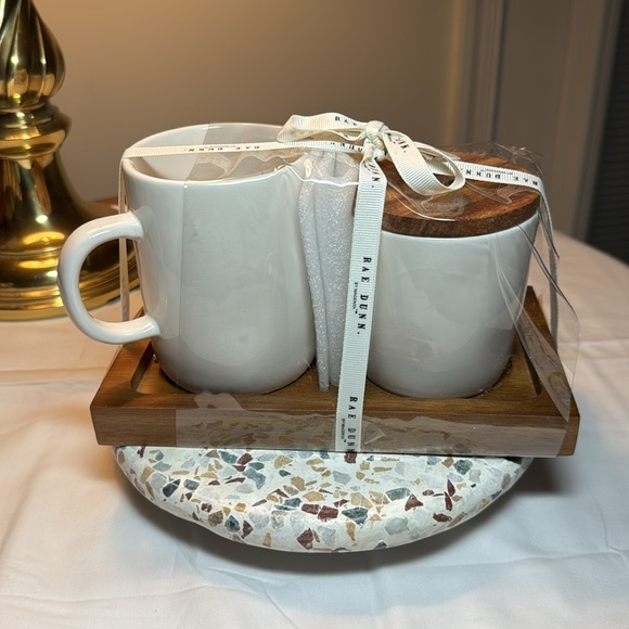Rae Dunn fall cream and auger set with wooden tray - Picture 5 of 5